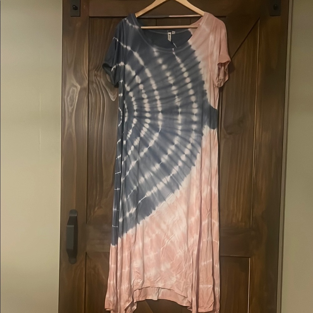 Tie-Dye Maxi Dress - Pink and Blue